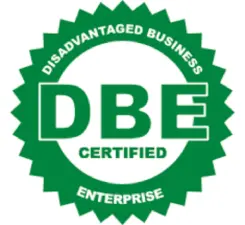 A green seal that says dbe certified